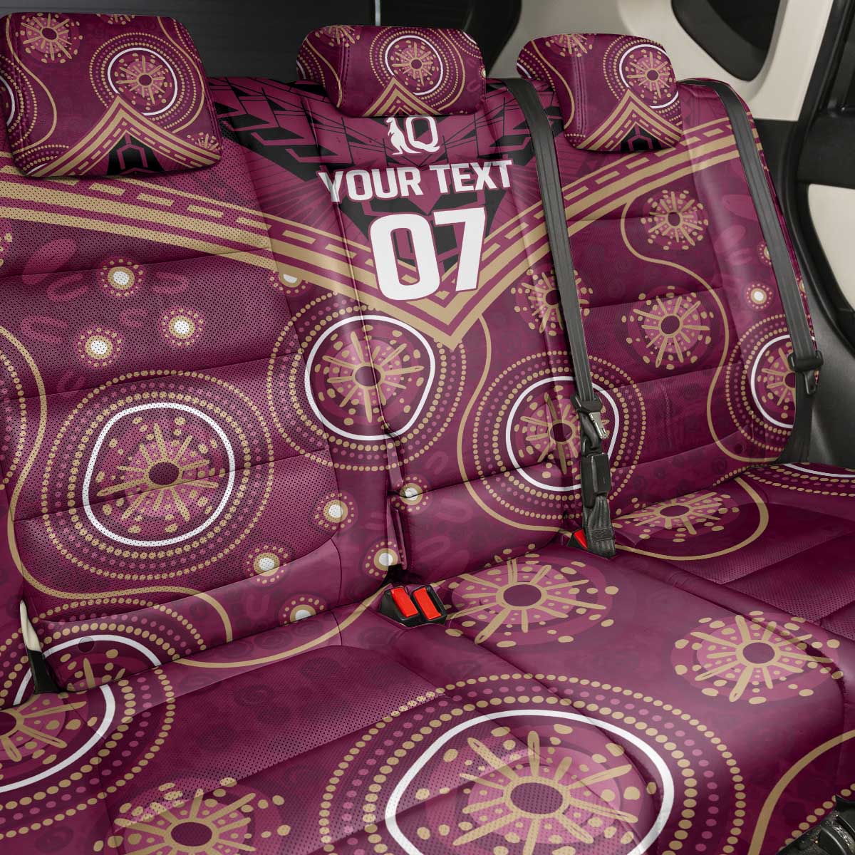 Personalized Australia QLD Maroons Back Car Seat Cover Indigenous Aboriginal Mix Polynesian Motifs