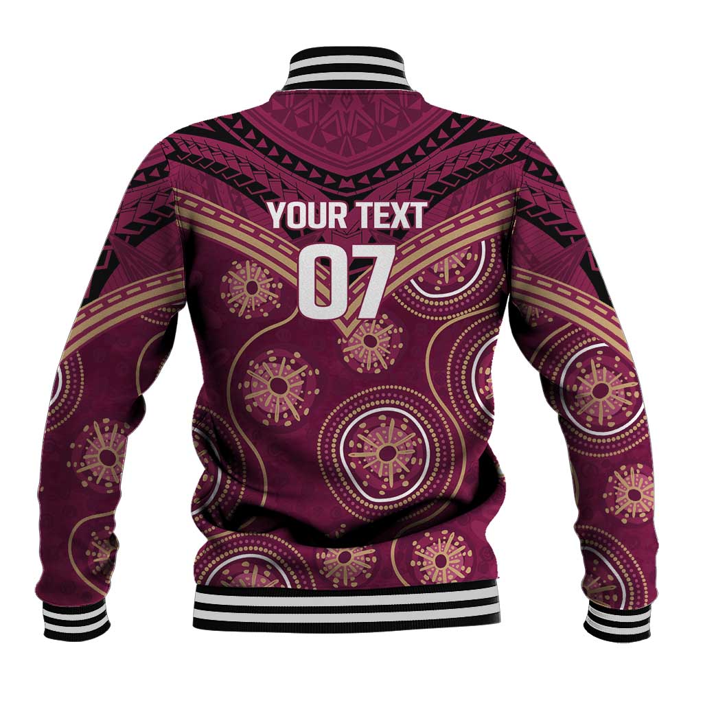 Personalized Australia QLD Maroons Baseball Jacket Indigenous Aboriginal Mix Polynesian Motifs