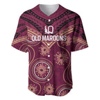 Personalized Australia QLD Maroons Baseball Jersey Indigenous Aboriginal Mix Polynesian Motifs