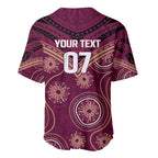 Personalized Australia QLD Maroons Baseball Jersey Indigenous Aboriginal Mix Polynesian Motifs