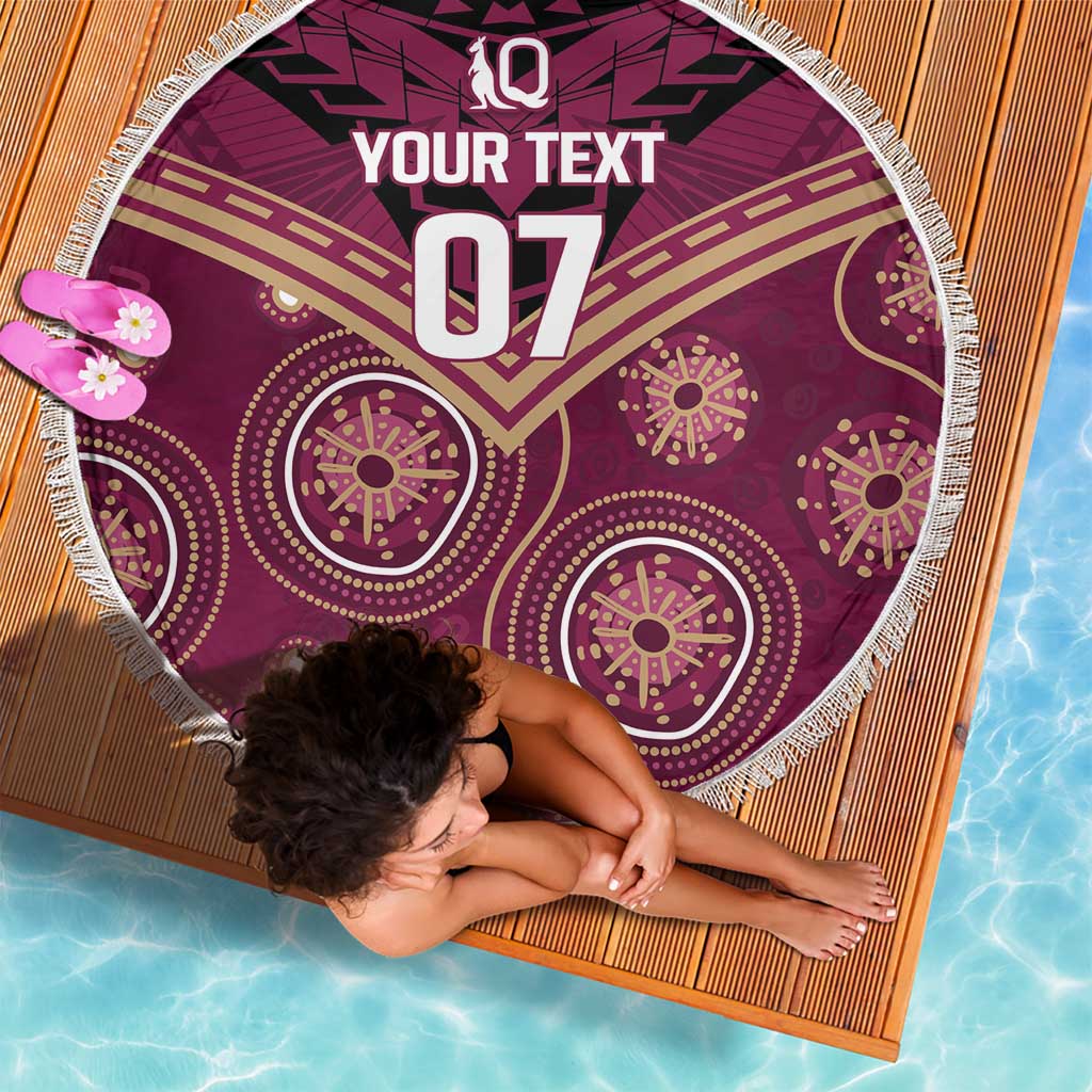 Personalized Australia QLD Maroons Beach Blanket Indigenous Aboriginal Mix Polynesian Motifs
