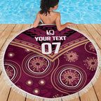 Personalized Australia QLD Maroons Beach Blanket Indigenous Aboriginal Mix Polynesian Motifs