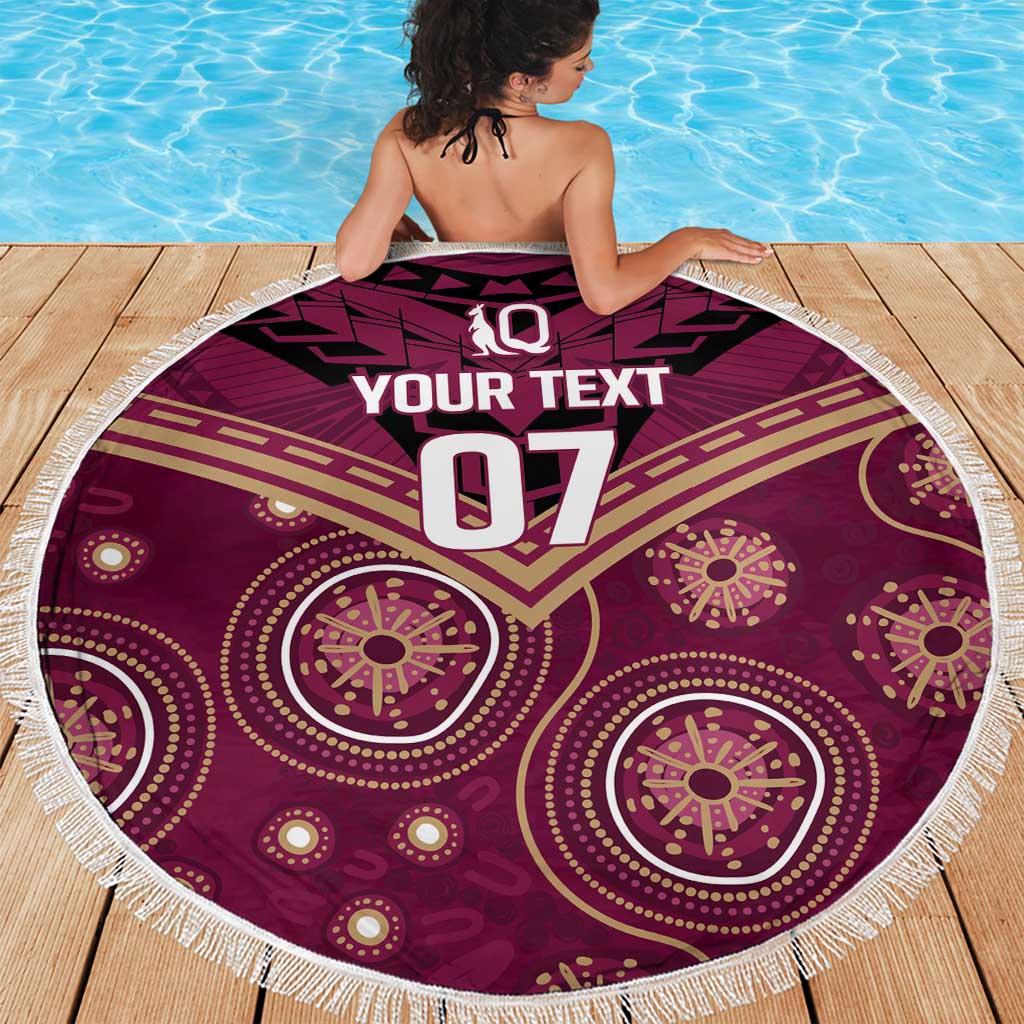 Personalized Australia QLD Maroons Beach Blanket Indigenous Aboriginal Mix Polynesian Motifs