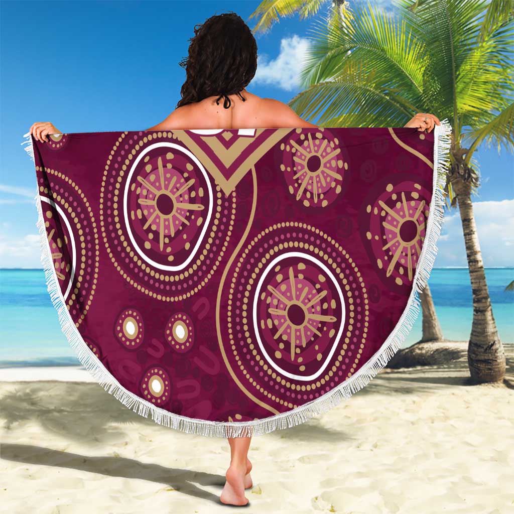 Personalized Australia QLD Maroons Beach Blanket Indigenous Aboriginal Mix Polynesian Motifs