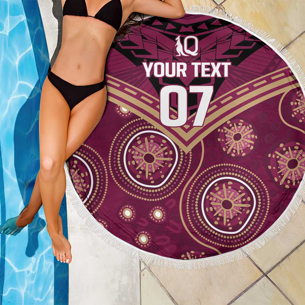 Personalized Australia QLD Maroons Beach Blanket Indigenous Aboriginal Mix Polynesian Motifs