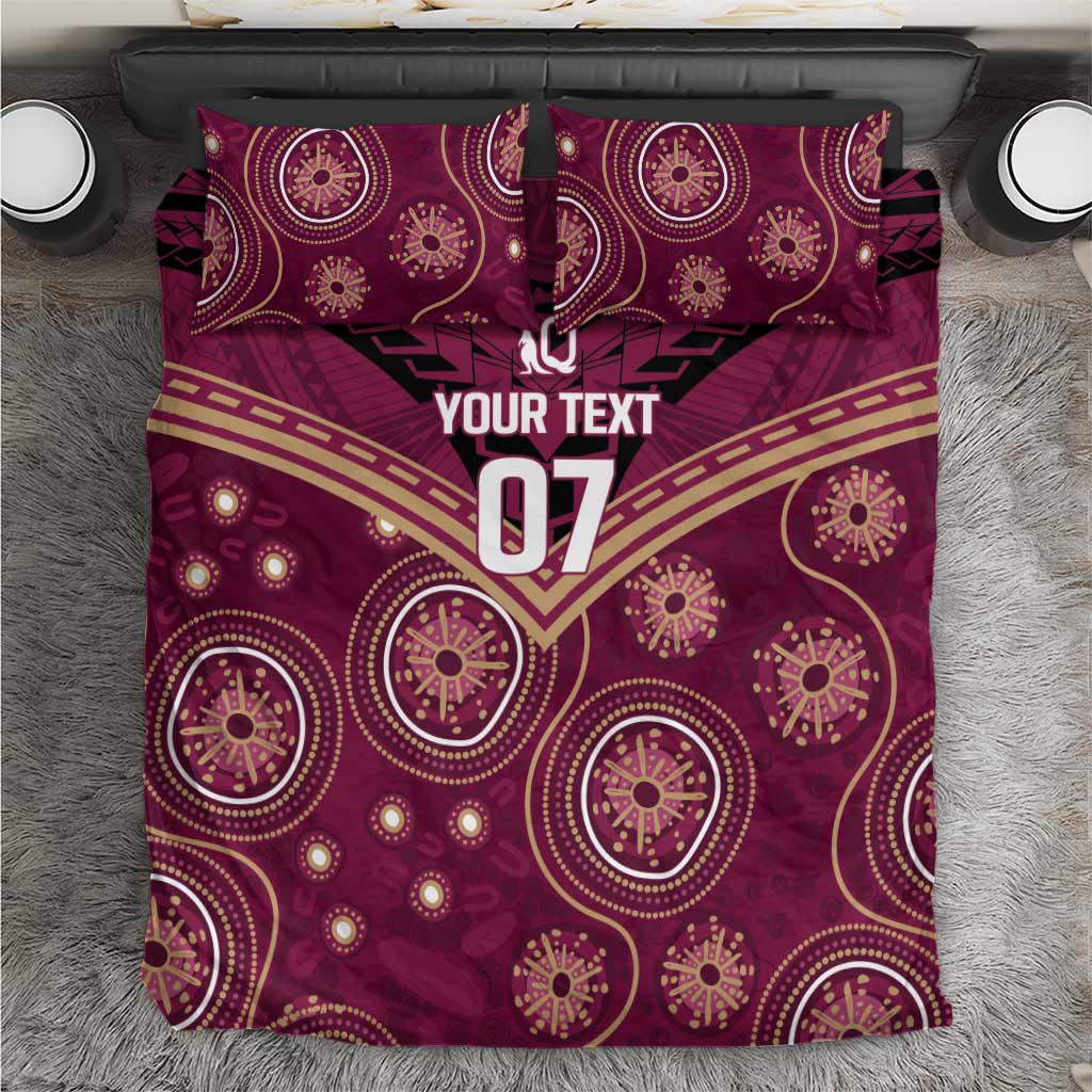 Personalized Australia QLD Maroons Bedding Set Indigenous Aboriginal Mix Polynesian Motifs