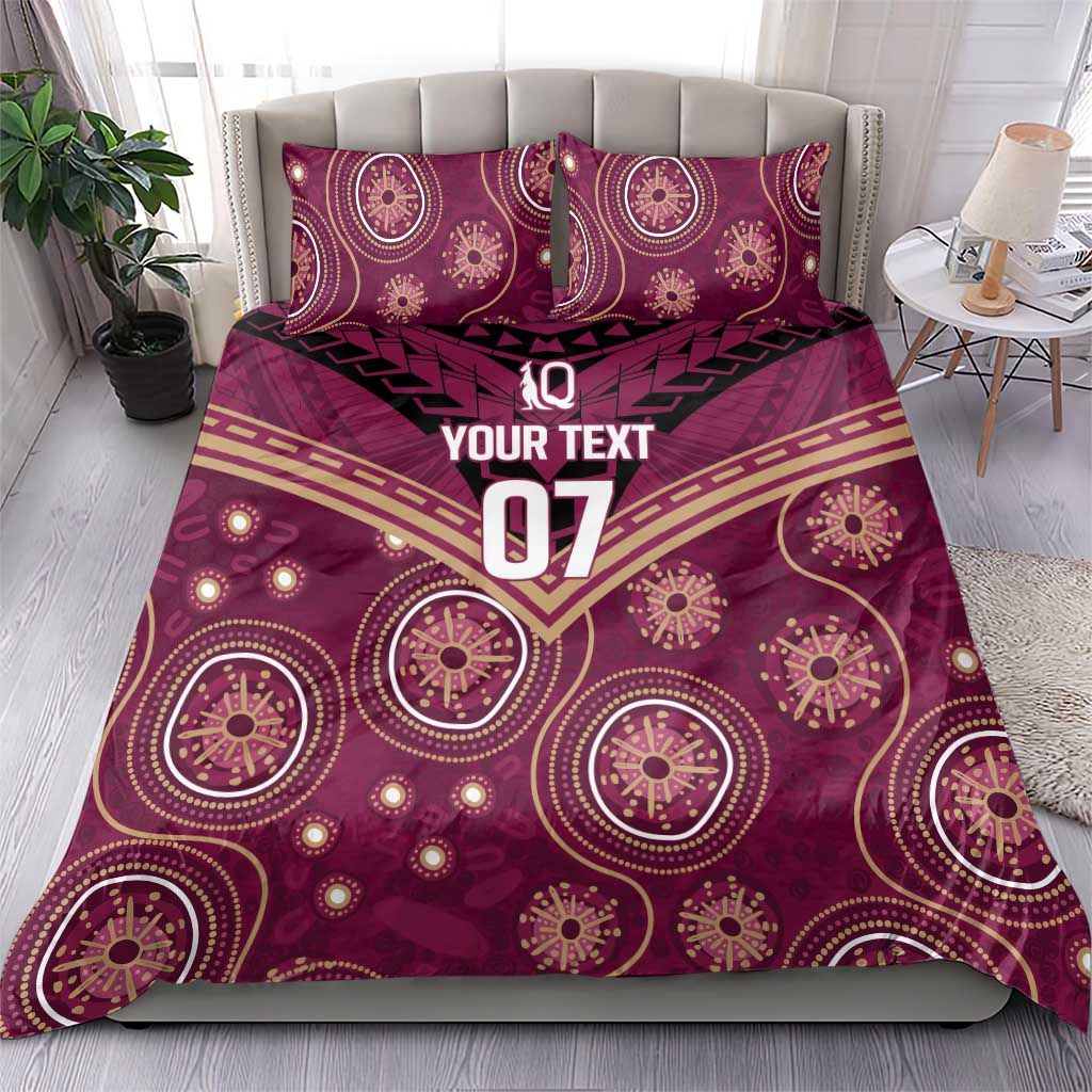 Personalized Australia QLD Maroons Bedding Set Indigenous Aboriginal Mix Polynesian Motifs