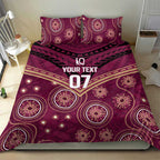 Personalized Australia QLD Maroons Bedding Set Indigenous Aboriginal Mix Polynesian Motifs