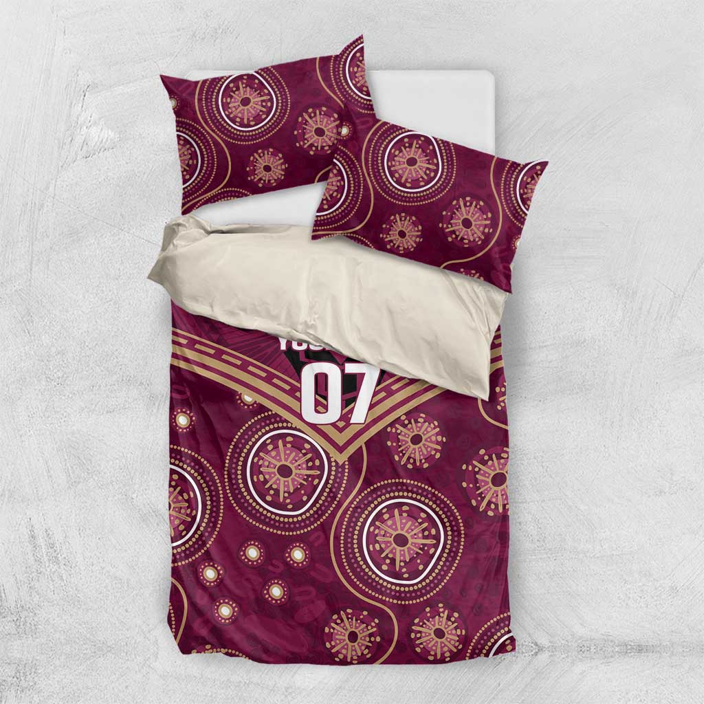 Personalized Australia QLD Maroons Bedding Set Indigenous Aboriginal Mix Polynesian Motifs