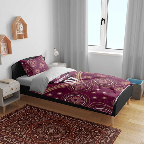 Personalized Australia QLD Maroons Bedding Set Indigenous Aboriginal Mix Polynesian Motifs