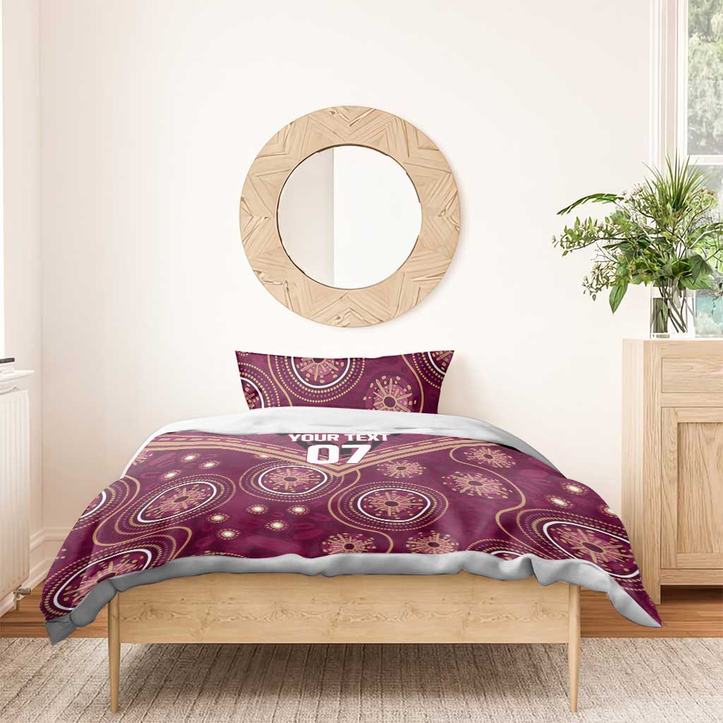 Personalized Australia QLD Maroons Bedding Set Indigenous Aboriginal Mix Polynesian Motifs