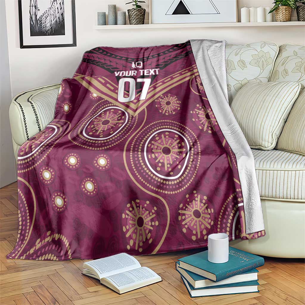 Personalized Australia QLD Maroons Blanket Indigenous Aboriginal Mix Polynesian Motifs