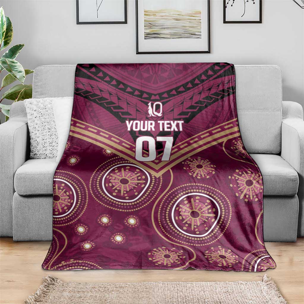 Personalized Australia QLD Maroons Blanket Indigenous Aboriginal Mix Polynesian Motifs