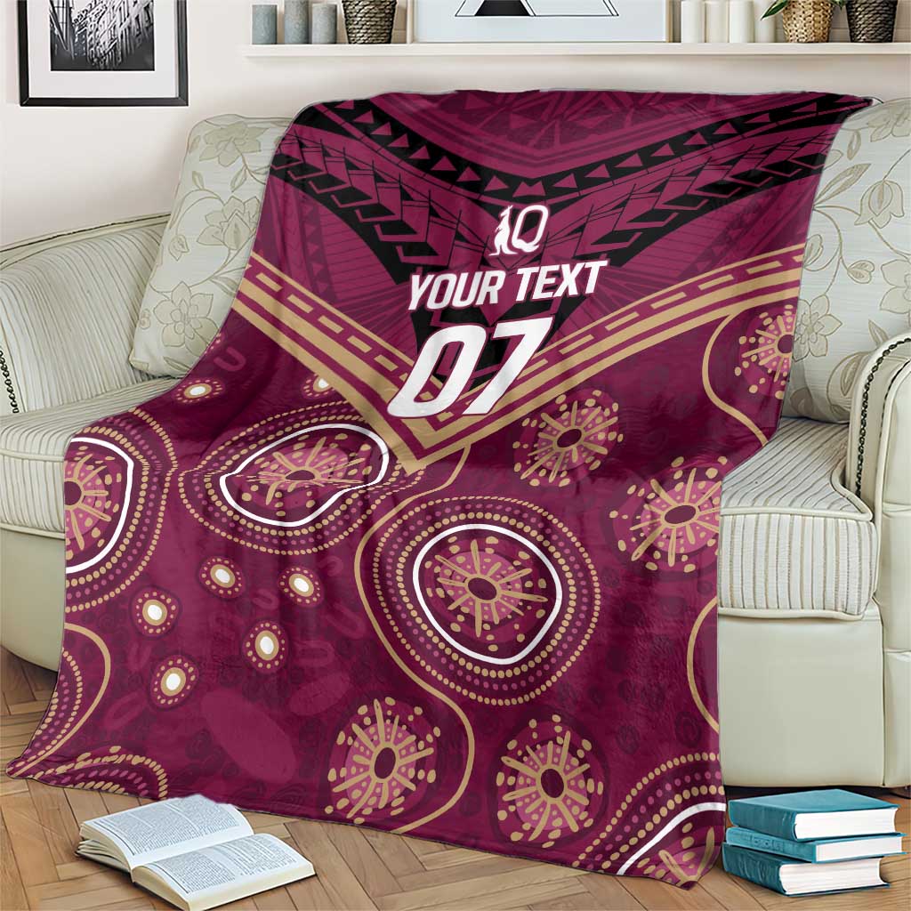 Personalized Australia QLD Maroons Blanket Indigenous Aboriginal Mix Polynesian Motifs