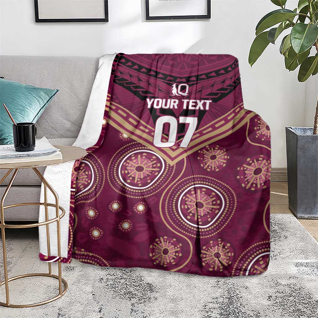 Personalized Australia QLD Maroons Blanket Indigenous Aboriginal Mix Polynesian Motifs