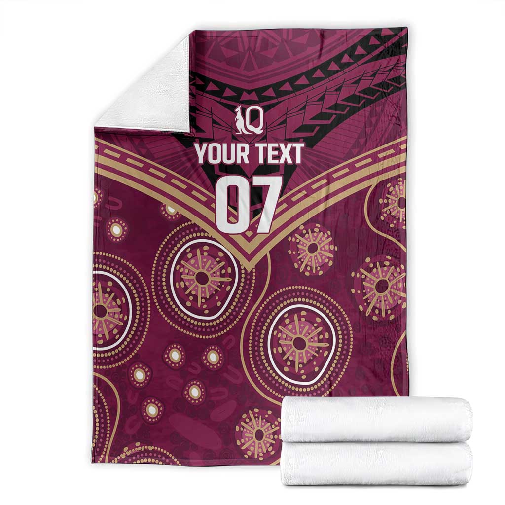 Personalized Australia QLD Maroons Blanket Indigenous Aboriginal Mix Polynesian Motifs