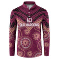 Personalized Australia QLD Maroons Button Sweatshirt Indigenous Aboriginal Mix Polynesian Motifs