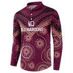 Personalized Australia QLD Maroons Button Sweatshirt Indigenous Aboriginal Mix Polynesian Motifs