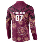 Personalized Australia QLD Maroons Button Sweatshirt Indigenous Aboriginal Mix Polynesian Motifs