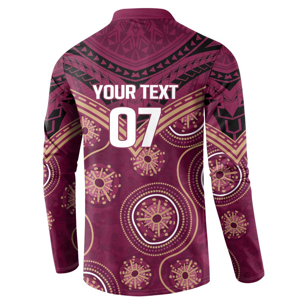 Personalized Australia QLD Maroons Button Sweatshirt Indigenous Aboriginal Mix Polynesian Motifs