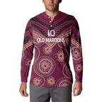 Personalized Australia QLD Maroons Button Sweatshirt Indigenous Aboriginal Mix Polynesian Motifs