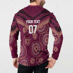 Personalized Australia QLD Maroons Button Sweatshirt Indigenous Aboriginal Mix Polynesian Motifs