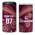Personalized Australia QLD Maroons 4 in 1 Can Cooler Tumbler Indigenous Aboriginal Mix Polynesian Motifs
