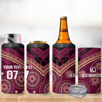 Personalized Australia QLD Maroons 4 in 1 Can Cooler Tumbler Indigenous Aboriginal Mix Polynesian Motifs