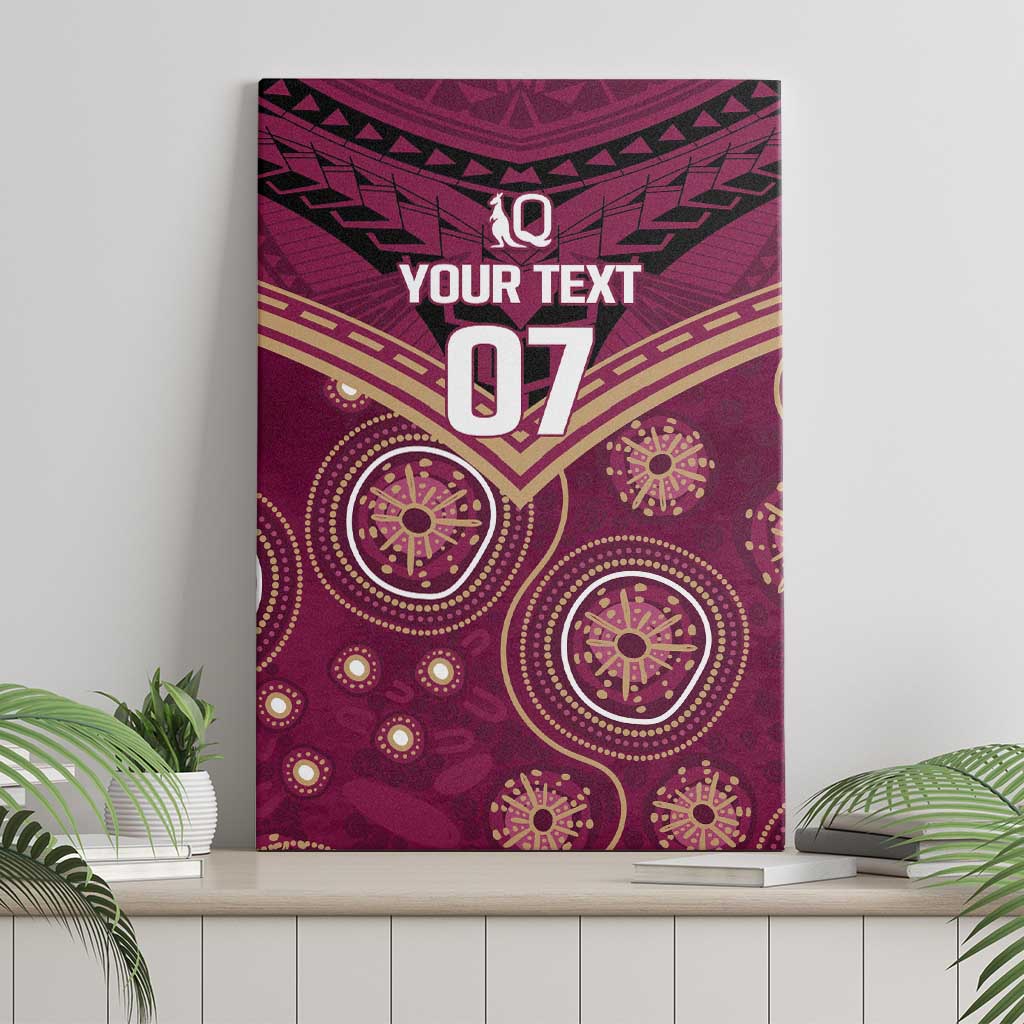 Personalized Australia QLD Maroons Canvas Wall Art Indigenous Aboriginal Mix Polynesian Motifs