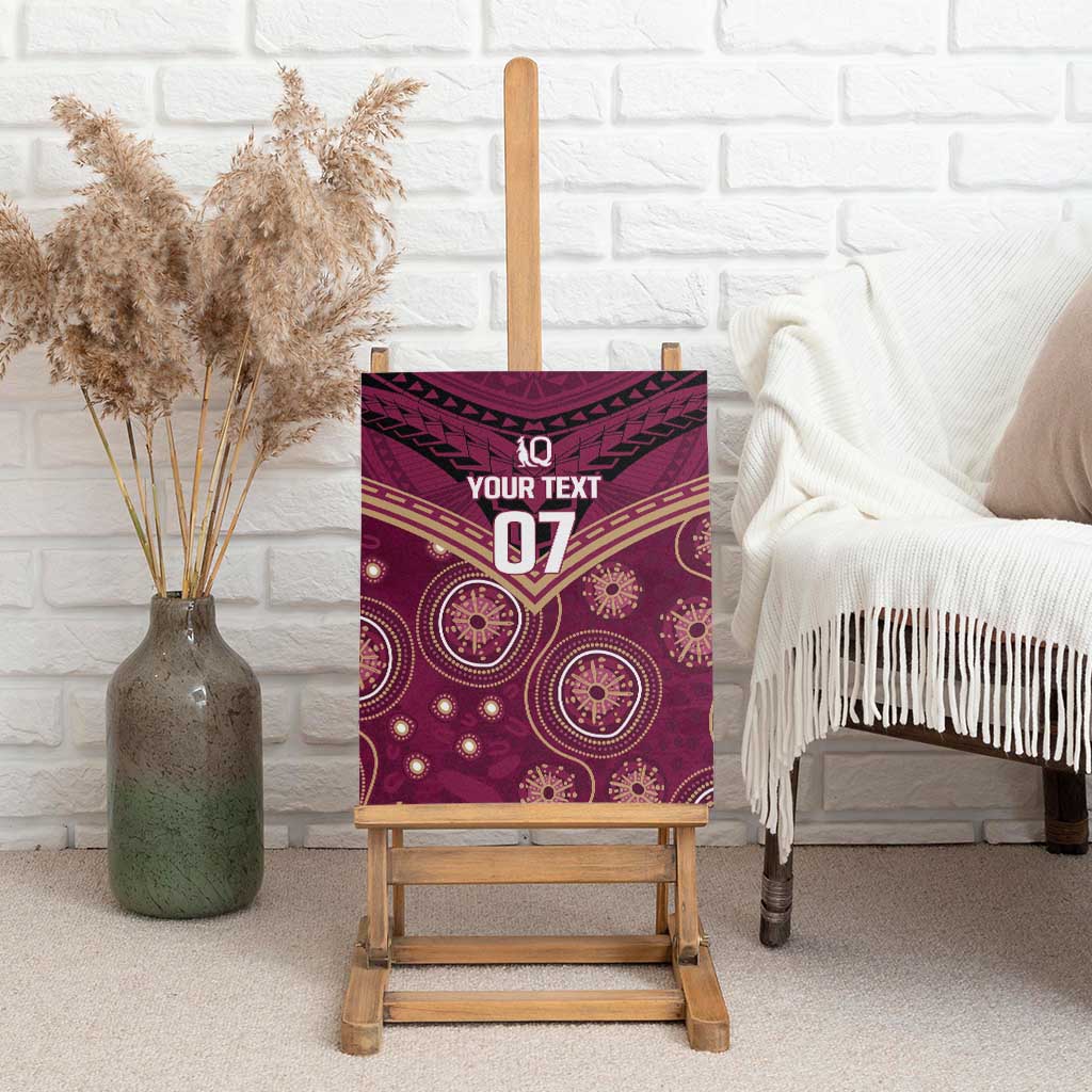 Personalized Australia QLD Maroons Canvas Wall Art Indigenous Aboriginal Mix Polynesian Motifs