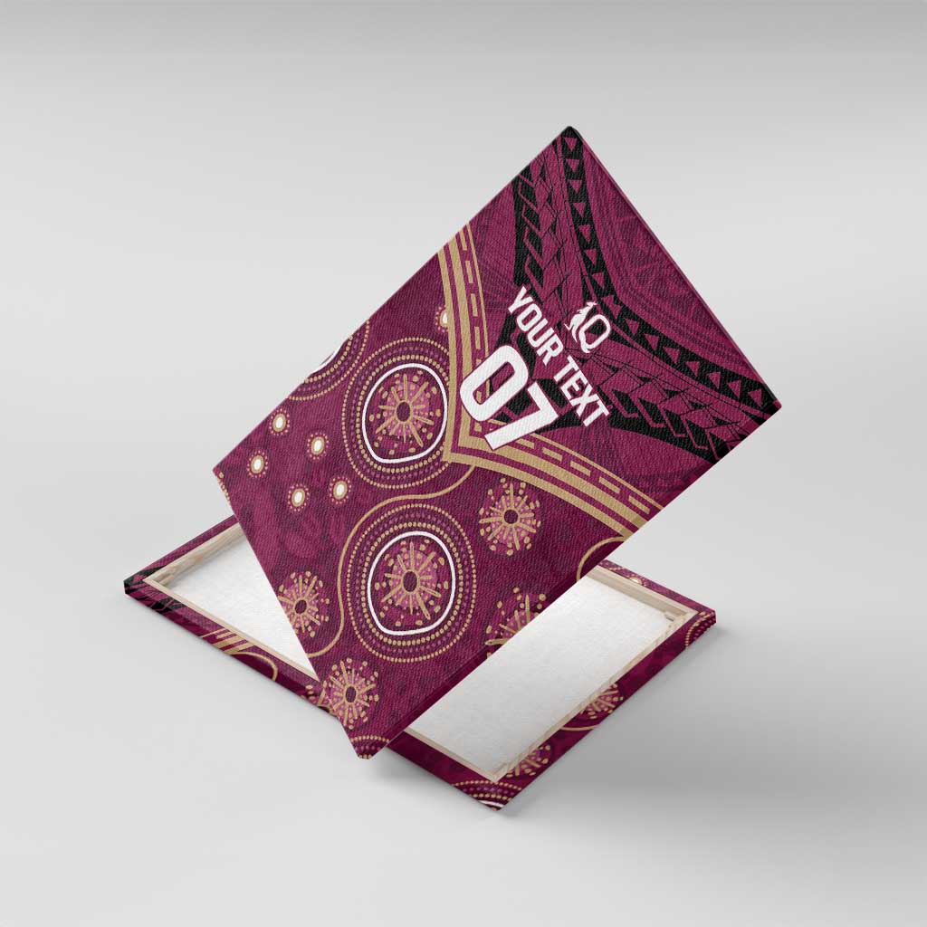 Personalized Australia QLD Maroons Canvas Wall Art Indigenous Aboriginal Mix Polynesian Motifs