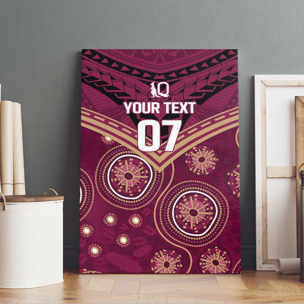 Personalized Australia QLD Maroons Canvas Wall Art Indigenous Aboriginal Mix Polynesian Motifs