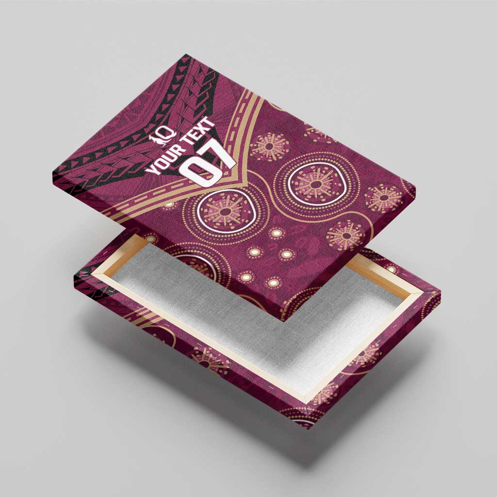 Personalized Australia QLD Maroons Canvas Wall Art Indigenous Aboriginal Mix Polynesian Motifs