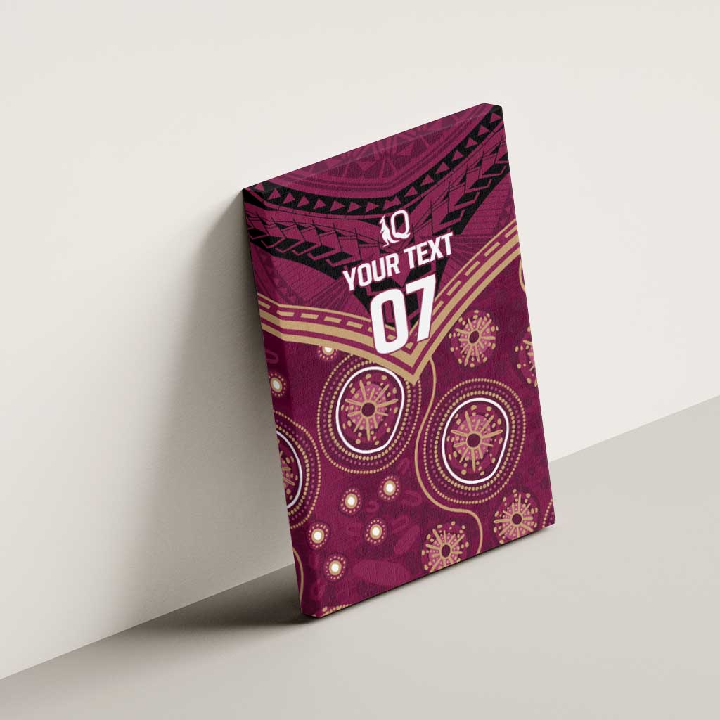 Personalized Australia QLD Maroons Canvas Wall Art Indigenous Aboriginal Mix Polynesian Motifs