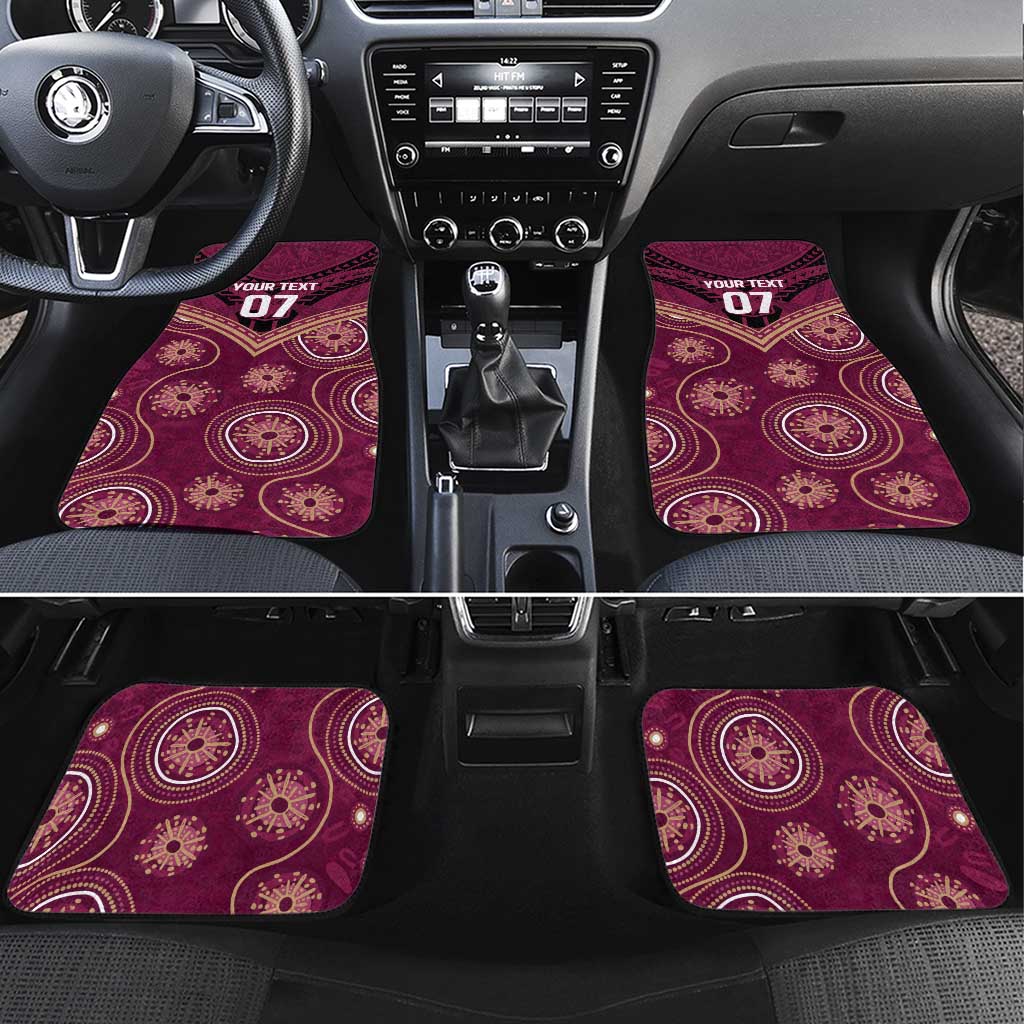 Personalized Australia QLD Maroons Car Mats Indigenous Aboriginal Mix Polynesian Motifs