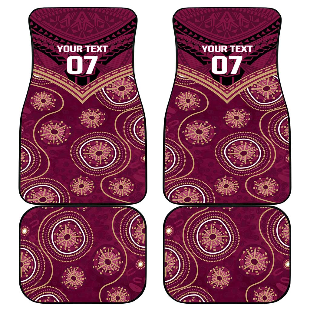 Personalized Australia QLD Maroons Car Mats Indigenous Aboriginal Mix Polynesian Motifs