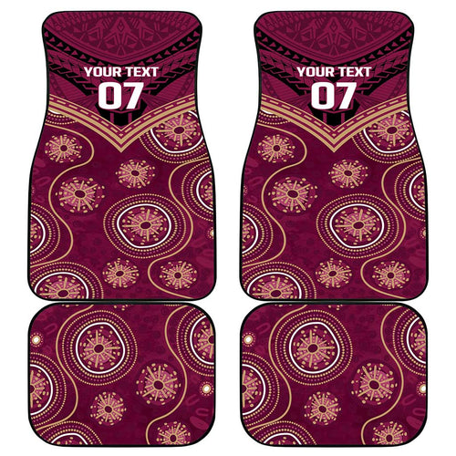 Personalized Australia QLD Maroons Car Mats Indigenous Aboriginal Mix Polynesian Motifs