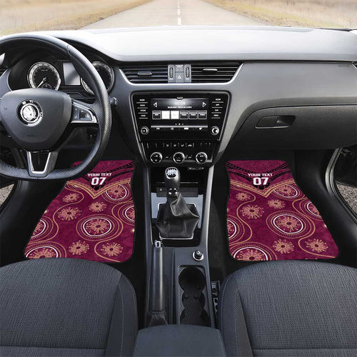 Personalized Australia QLD Maroons Car Mats Indigenous Aboriginal Mix Polynesian Motifs