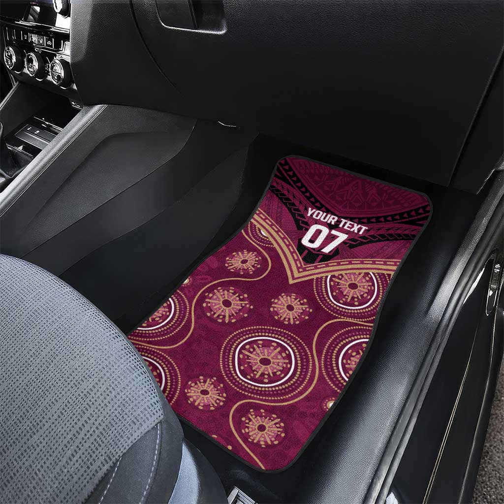 Personalized Australia QLD Maroons Car Mats Indigenous Aboriginal Mix Polynesian Motifs