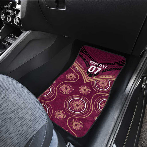 Personalized Australia QLD Maroons Car Mats Indigenous Aboriginal Mix Polynesian Motifs