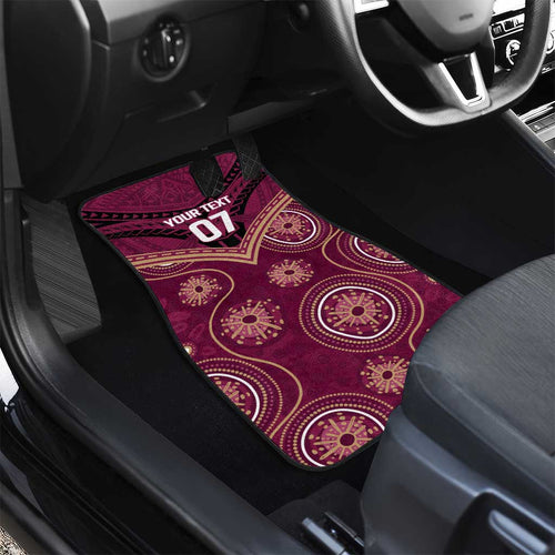 Personalized Australia QLD Maroons Car Mats Indigenous Aboriginal Mix Polynesian Motifs