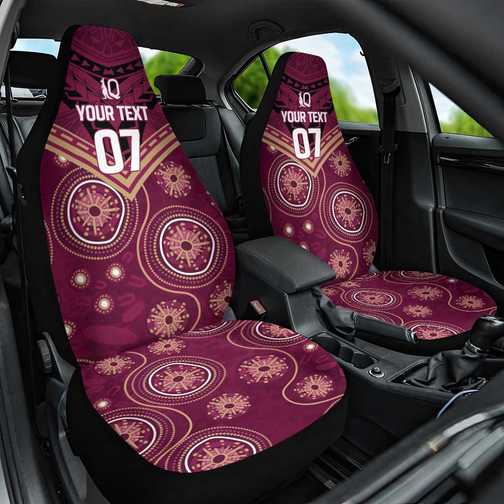 Personalized Australia QLD Maroons Car Seat Cover Indigenous Aboriginal Mix Polynesian Motifs
