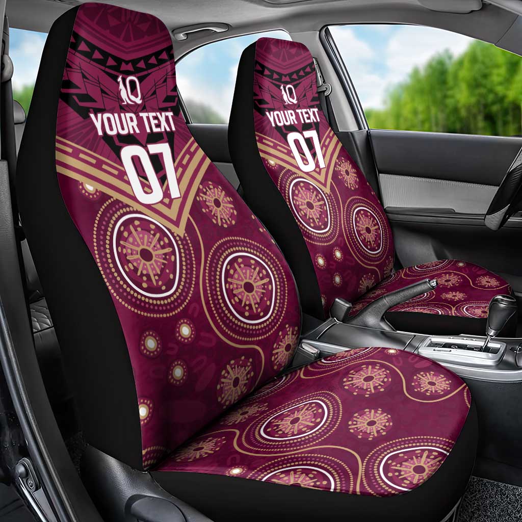 Personalized Australia QLD Maroons Car Seat Cover Indigenous Aboriginal Mix Polynesian Motifs