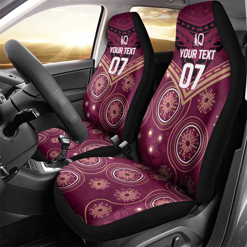Personalized Australia QLD Maroons Car Seat Cover Indigenous Aboriginal Mix Polynesian Motifs