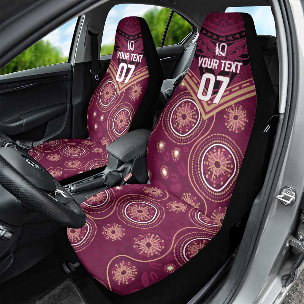 Personalized Australia QLD Maroons Car Seat Cover Indigenous Aboriginal Mix Polynesian Motifs