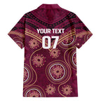 Personalized Australia QLD Maroons Family Matching Long Sleeve Bodycon Dress and Hawaiian Shirt Indigenous Aboriginal Mix Polynesian Motifs
