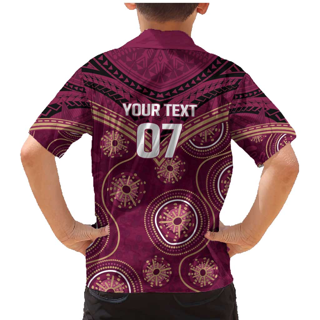 Personalized Australia QLD Maroons Family Matching Mermaid Dress and Hawaiian Shirt Indigenous Aboriginal Mix Polynesian Motifs