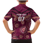 Personalized Australia QLD Maroons Family Matching Mermaid Dress and Hawaiian Shirt Indigenous Aboriginal Mix Polynesian Motifs