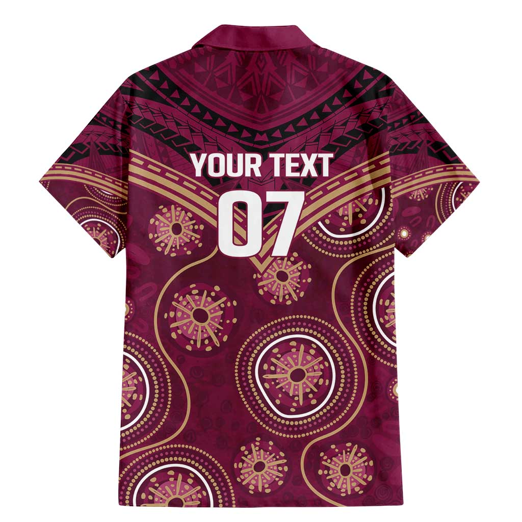 Personalized Australia QLD Maroons Family Matching Mermaid Dress and Hawaiian Shirt Indigenous Aboriginal Mix Polynesian Motifs