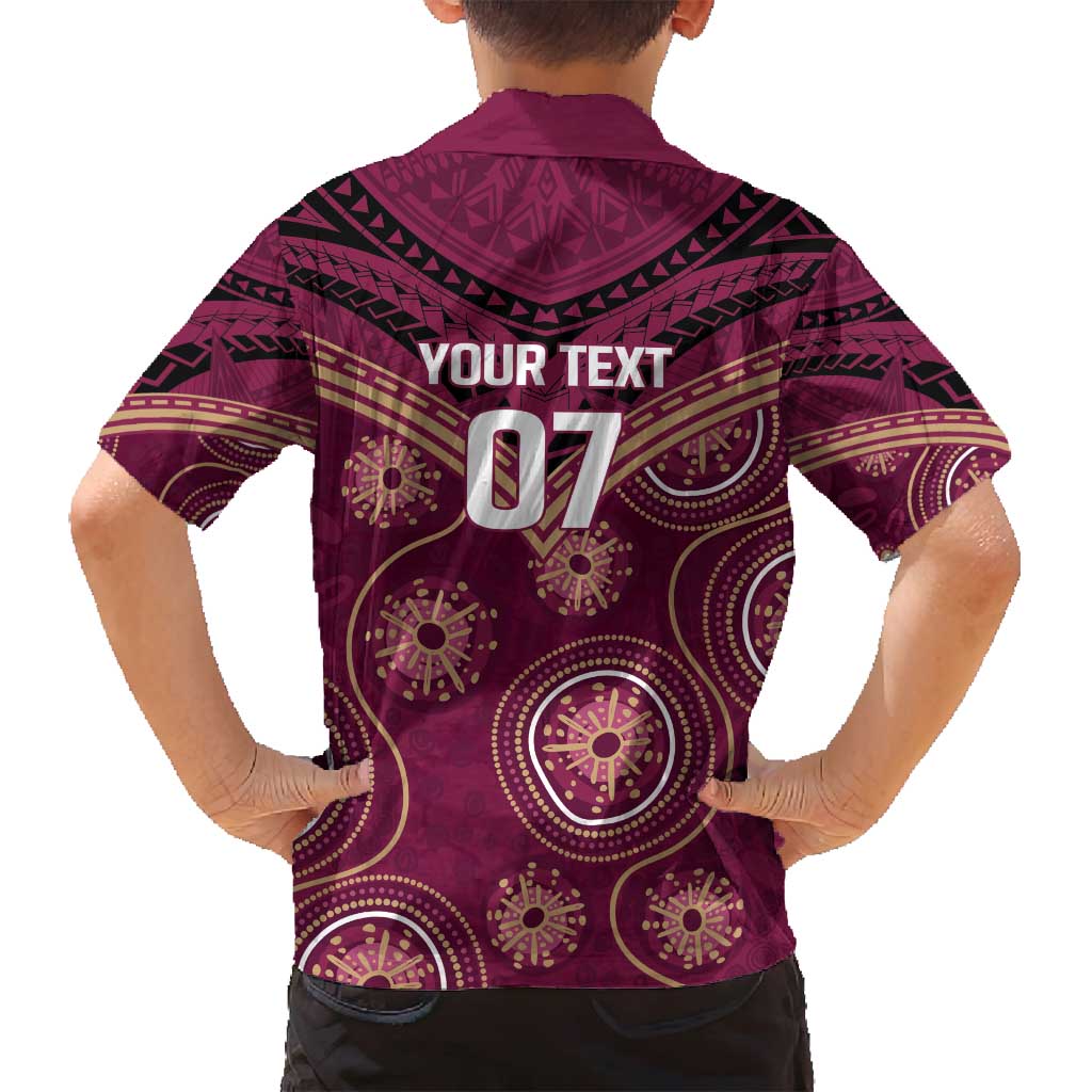 Personalized Australia QLD Maroons Family Matching Puletasi and Hawaiian Shirt Indigenous Aboriginal Mix Polynesian Motifs